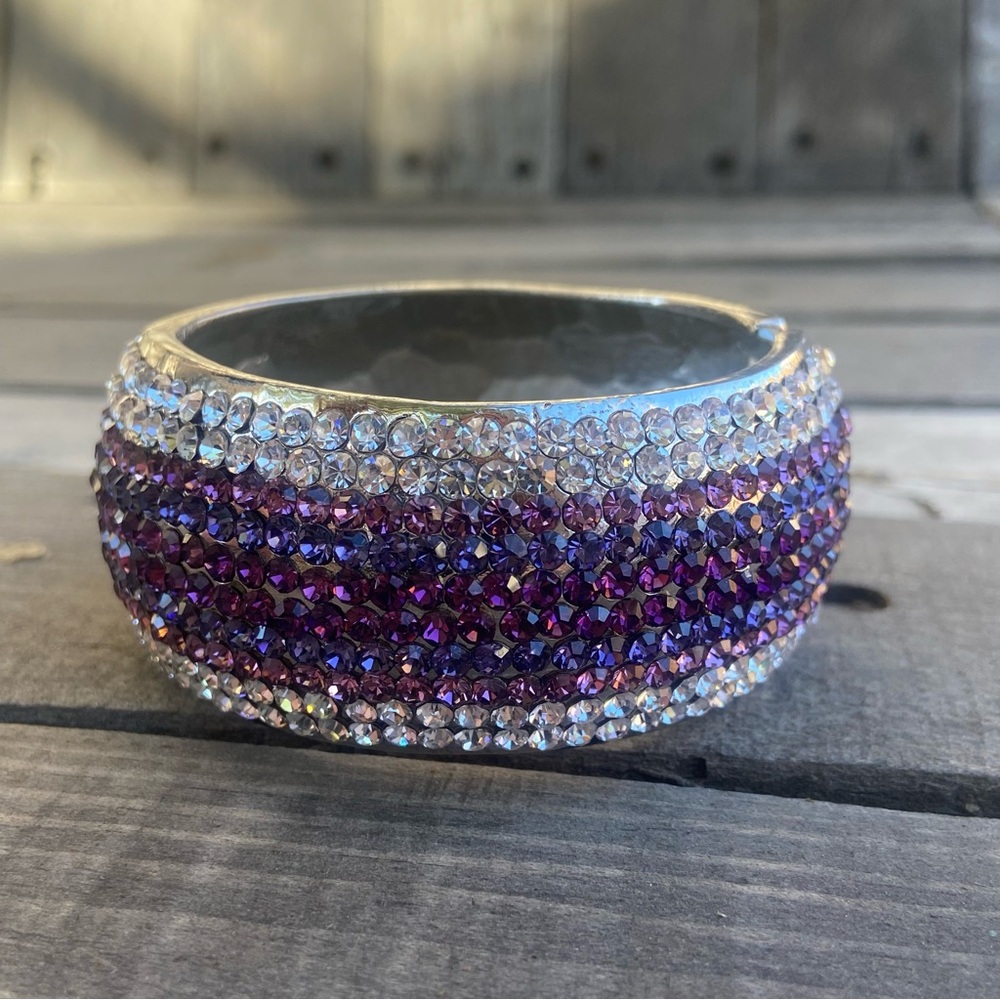 Elegant Purple and Silver Crystal Bracelet